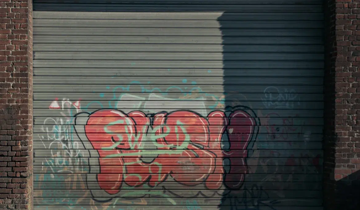 Street art - tags sur porte metal • L'instant Brut | Photographe indépendant freelance